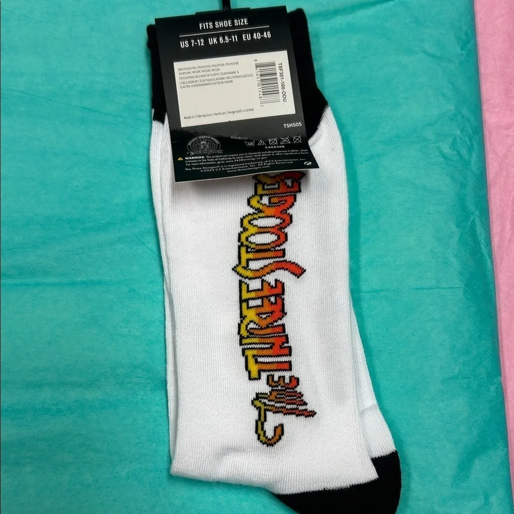 The Three Stooges White and Black Casual Novelty Socks